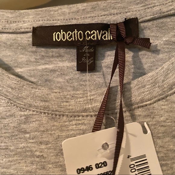 Roberto Cavalli Grey Logo T shirt Large - Picture 2 of 3